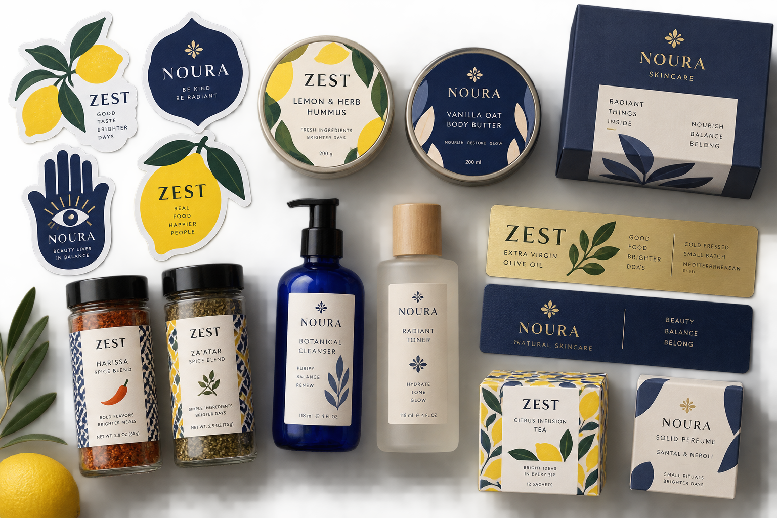 Concept label and sticker designs for jars, bottles and consumer packaging