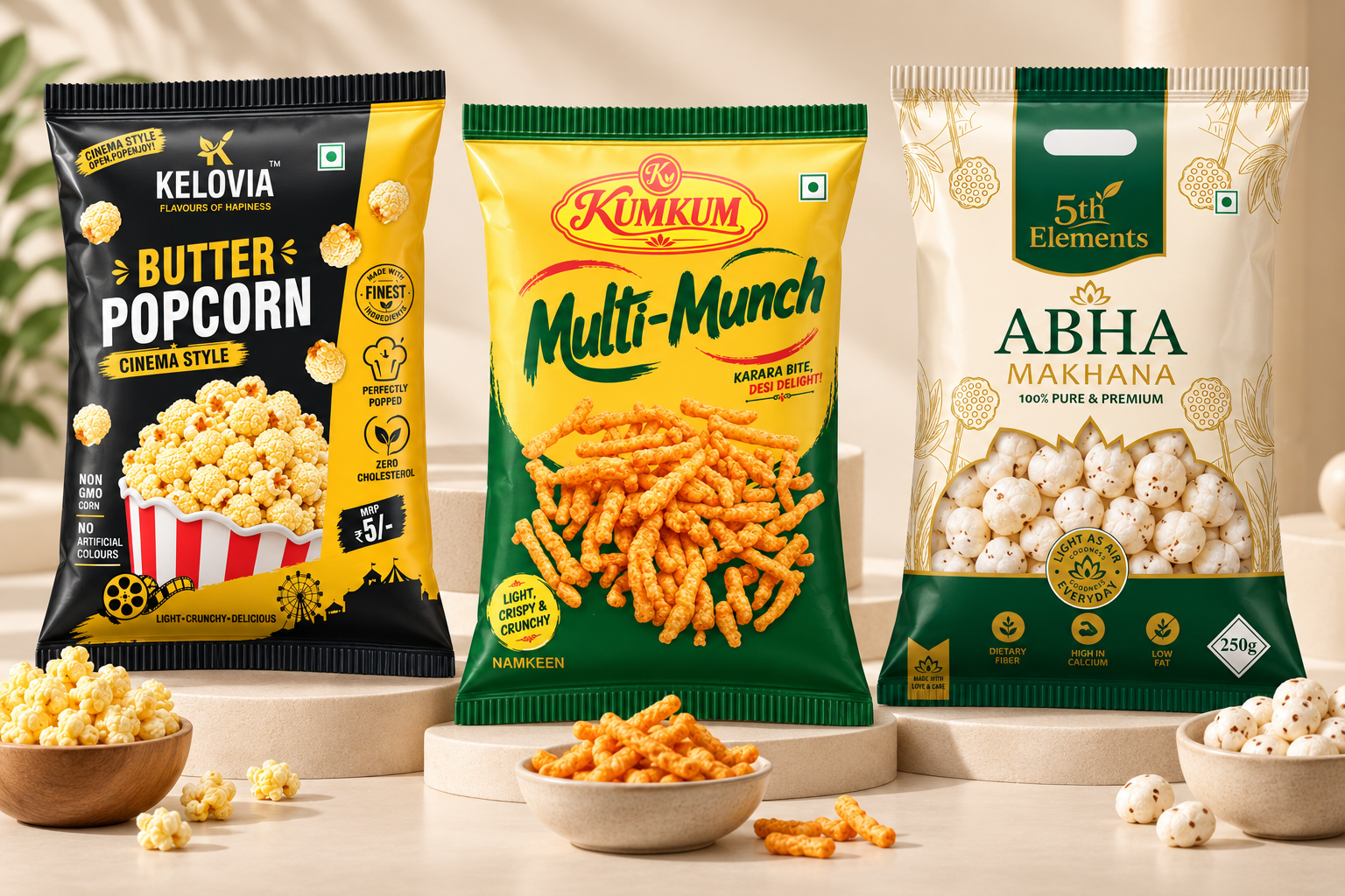 Graphics Effect snack packaging portfolio presented as realistic product mockups
